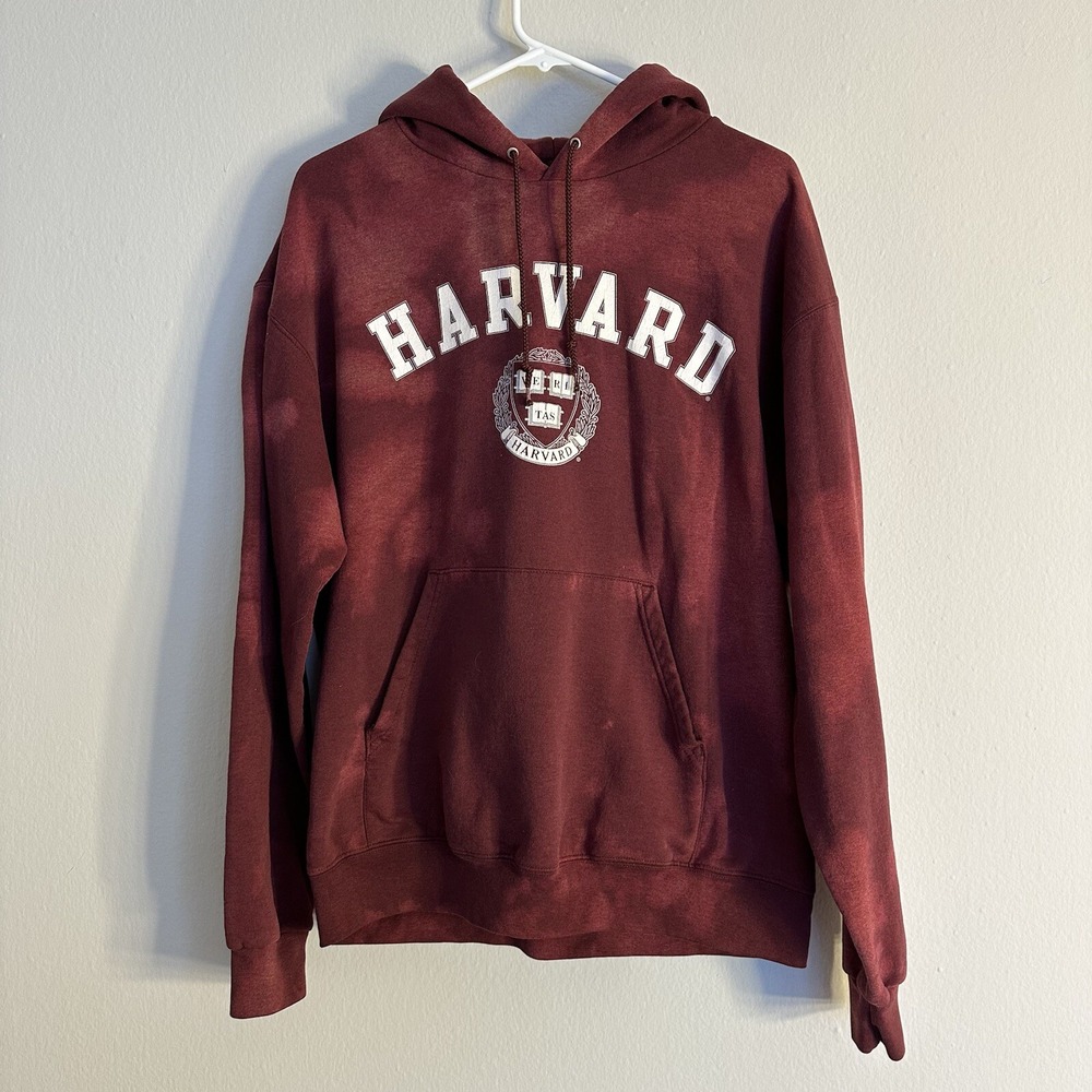 Champion Harvard Hoodie Adult Large Burgundy University Sweatshirt‎ Tie Dye